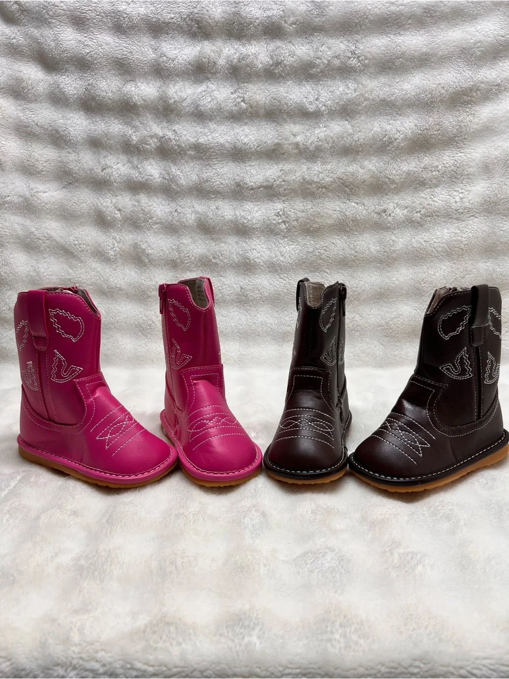Alligator Brand-Kids Western Zip-Up Boots in Pink and Brown-  Price is for both.